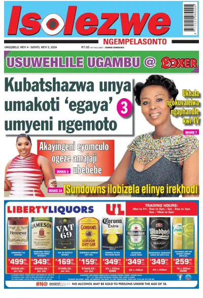 Front page of Isolezwe Saturday newspaper from South Africa