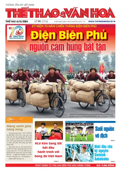 Front page of The Thao and Van Hoa newspaper from Vietnam