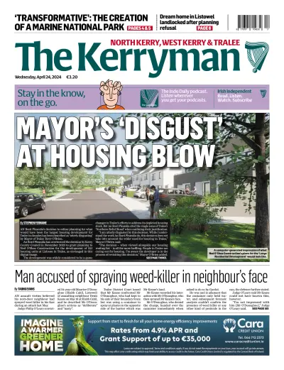 Front page of The Kerryman newspaper from Ireland