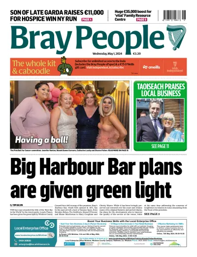 Front page of Bray People newspaper from Ireland