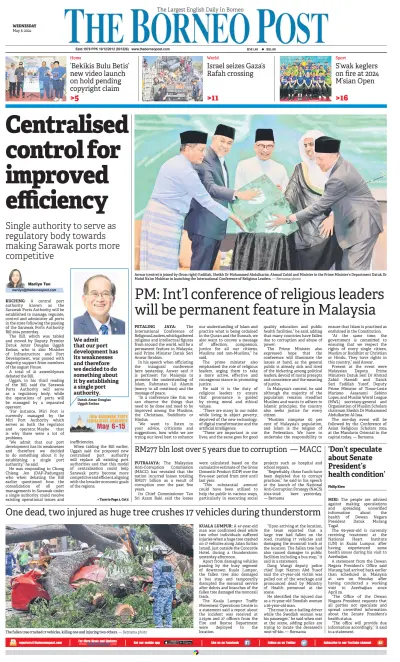 Front page of The Borneo Post newspaper from Malaysia