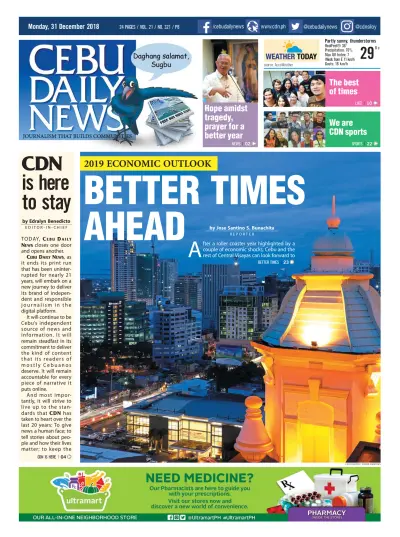Front page of Cebu Daily News newspaper from Philippines