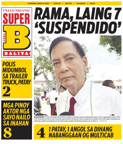 Front page of SuperBalita Cebu newspaper from Philippines