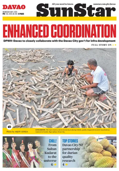 Front page of Sun. Star Davao newspaper from Philippines