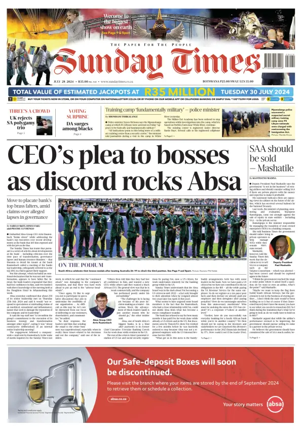 Read full digital edition of Sunday Times of Johannesburg newspaper from South Africa