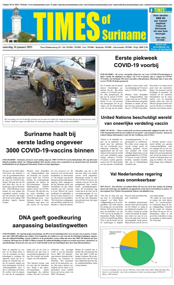 Read full digital edition of Times of Suriname newspaper from Suriname