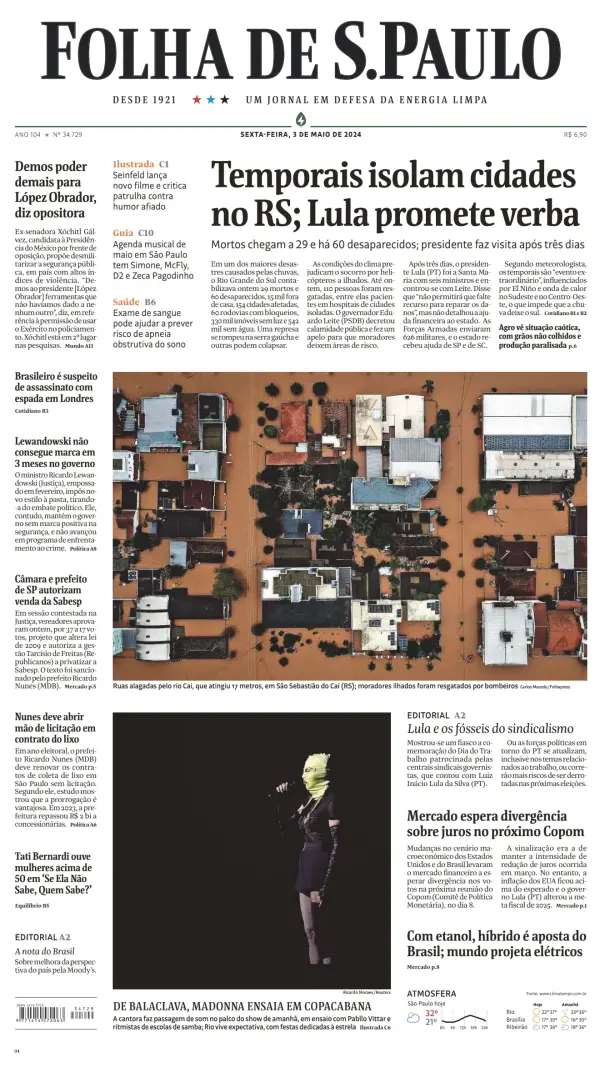 Read full digital edition of Folha De S.Paulo newspaper from Brazil