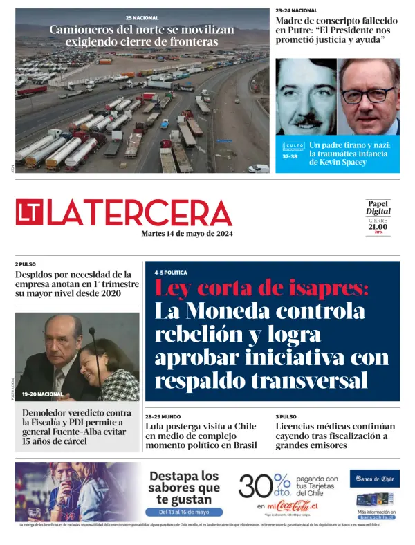 Read full digital edition of La Tercera newspaper from Chile