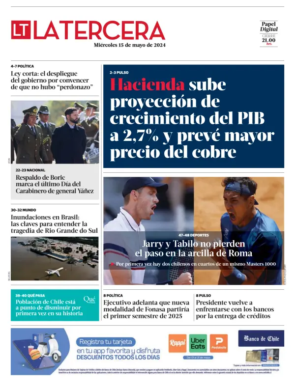 Read full digital edition of La Tercera newspaper from Chile