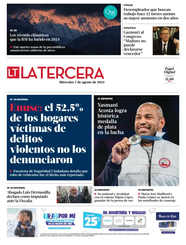 Read full digital edition of La Tercera newspaper from Chile