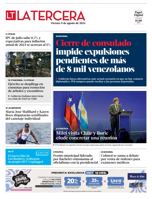 Read full digital edition of La Tercera newspaper from Chile