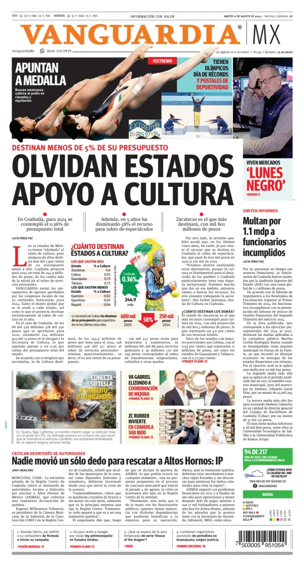 Read full digital edition of Vanguardia newspaper from Mexico