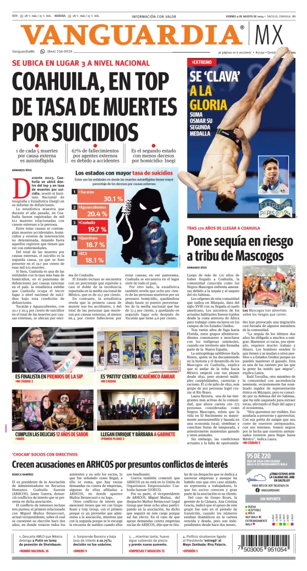 Read full digital edition of Vanguardia newspaper from Mexico