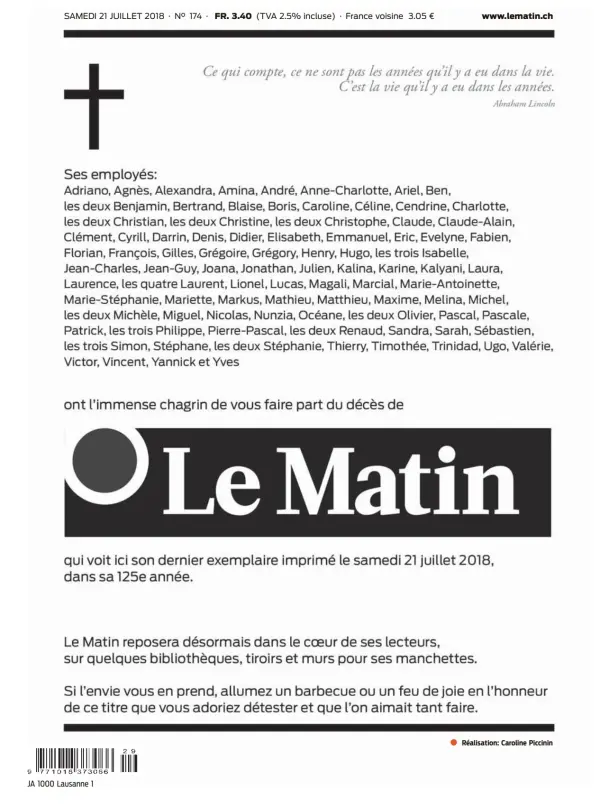 Read full digital edition of Le Matin newspaper from Switzerland