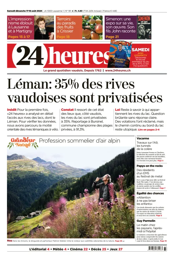 Read full digital edition of 24 Heures newspaper from Switzerland