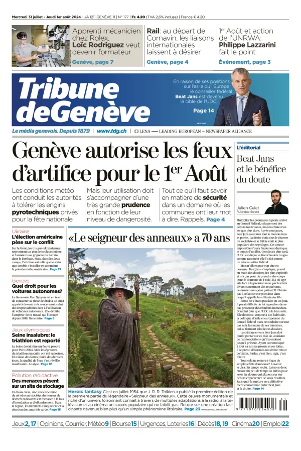 Read full digital edition of Tribune De Geneve newspaper from Switzerland