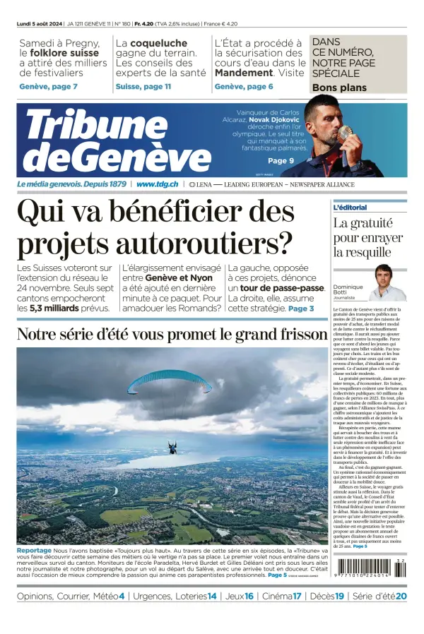 Read full digital edition of Tribune De Geneve newspaper from Switzerland