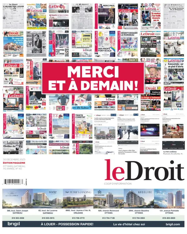 Read full digital edition of Le Droit newspaper from Canada