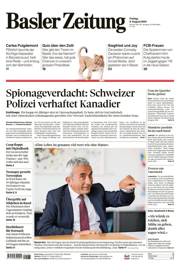 Read full digital edition of Basler Zeitung newspaper from Switzerland