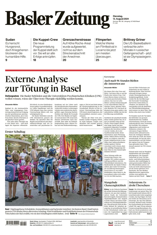 Read full digital edition of Basler Zeitung newspaper from Switzerland