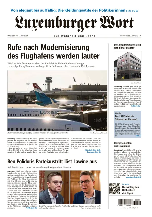 Read full digital edition of Luxemburger Wort newspaper from Luxembourg