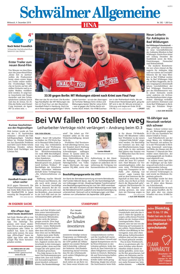 Read full digital edition of HNA Schwaelmer Allgemeine newspaper from Germany