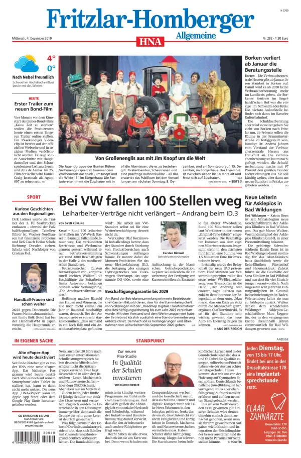 Read full digital edition of HNA Fritzlar-Homberger Allgemeine newspaper from Germany