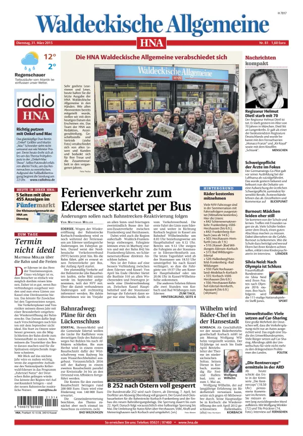 Read full digital edition of HNA Waldeckische Allgemeine newspaper from Germany