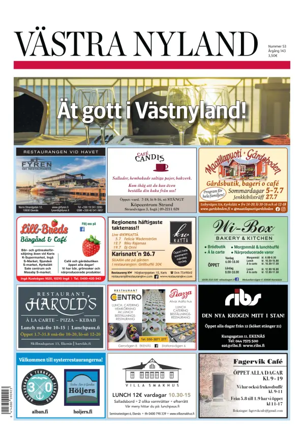 Read full digital edition of Vastra Nyland newspaper from Finland