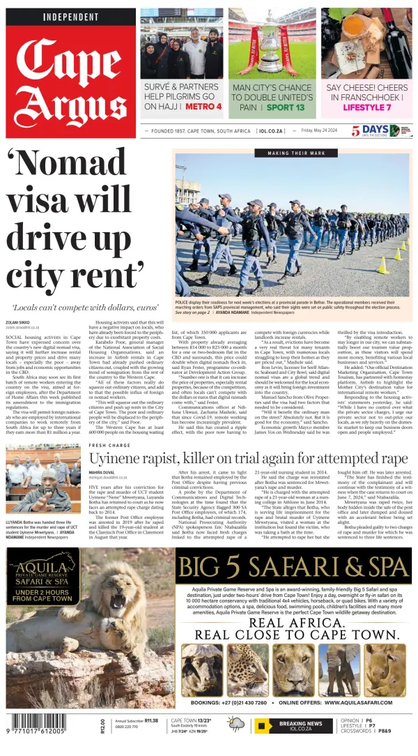 Read full digital edition of Cape Argus newspaper from South Africa