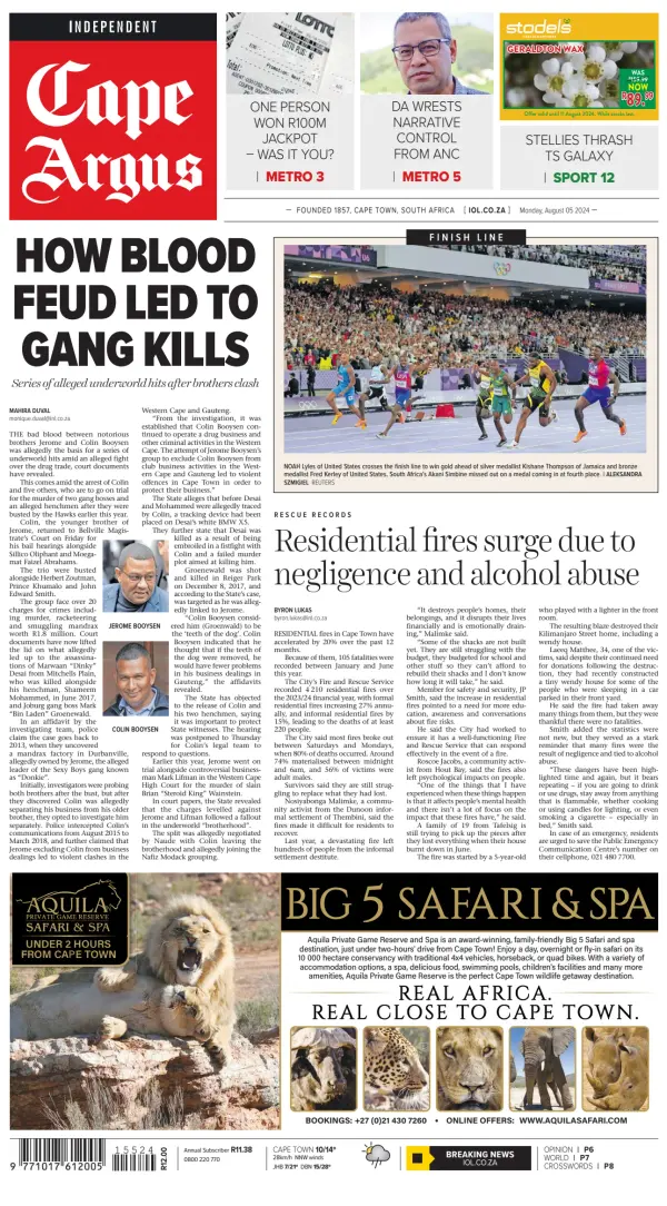 Read full digital edition of Cape Argus newspaper from South Africa