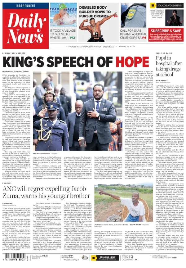 Read full digital edition of Daily News (Durban) newspaper from South Africa