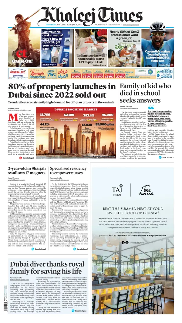 Read full digital edition of Khaleej Times newspaper from United Arab Emirates