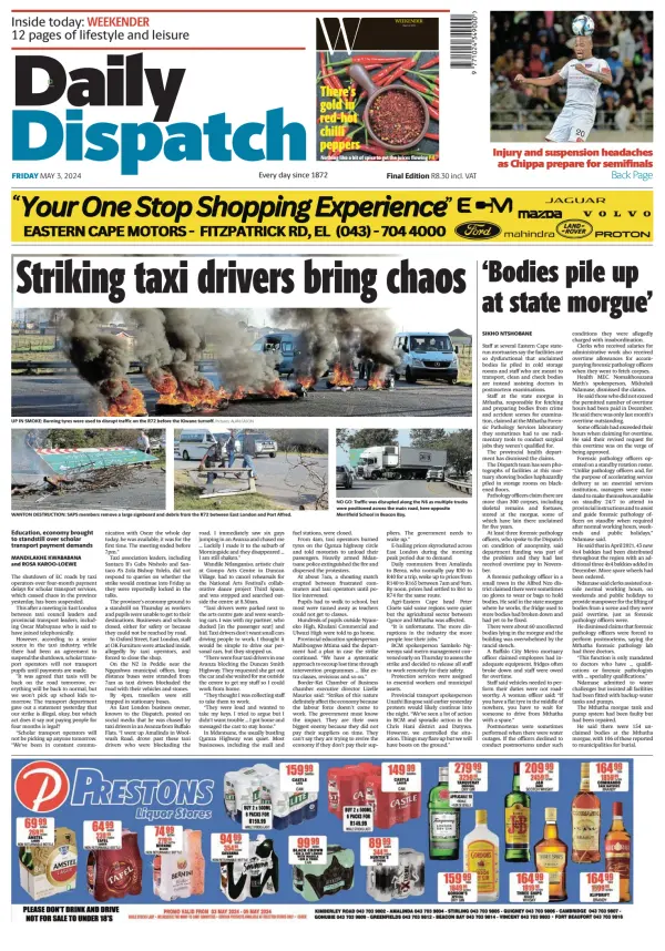 Read full digital edition of Daily Dispatch newspaper from South Africa