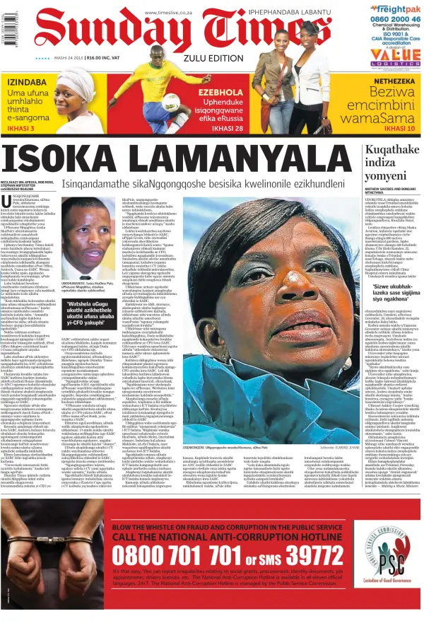 Read full digital edition of Sunday Times of Johannesburg (Zulu) newspaper from South Africa